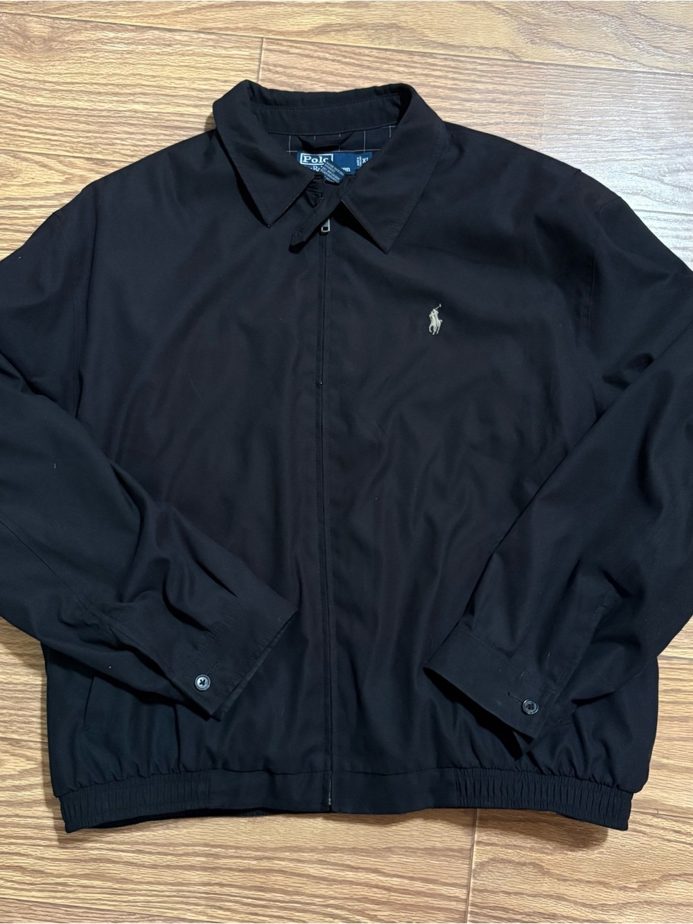 Polo Ralph Lauren Mens Bi-Swing Windbreaker Jacket Black Old Money Size XL Logo